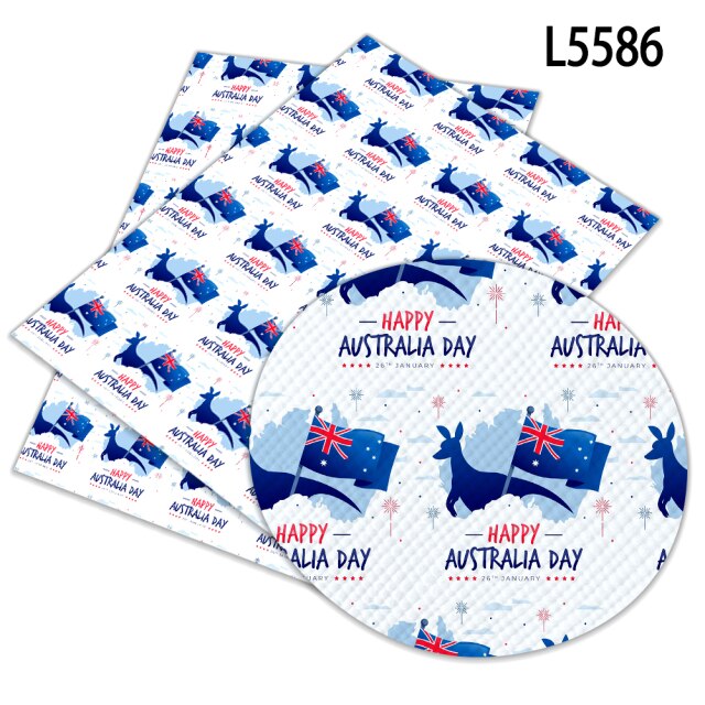 Happy Australia Day Printed Faux Leather Sheets for Bow Centers DIY Decoration Crafts A4 22*30CM