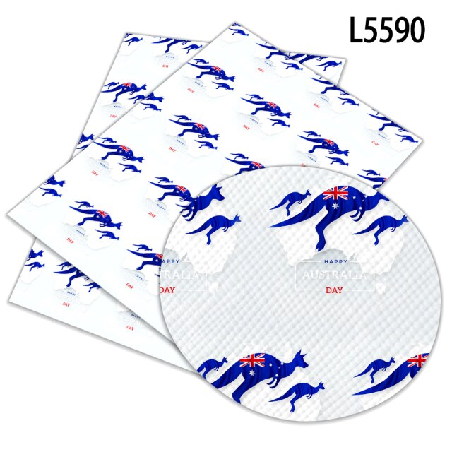 Happy Australia Day Printed Faux Leather Sheets for Bow Centers DIY Decoration Crafts A4 22*30CM