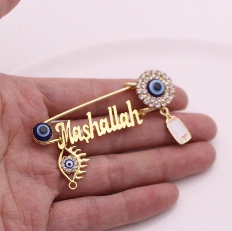 Classic Islam Muslim Mashallah Turkish Evil Eye Brooch