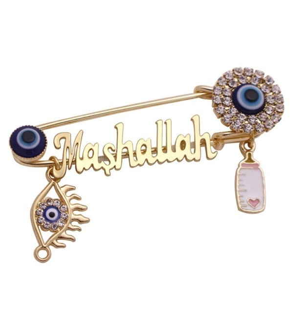 Classic Islam Muslim Mashallah Turkish Evil Eye Brooch