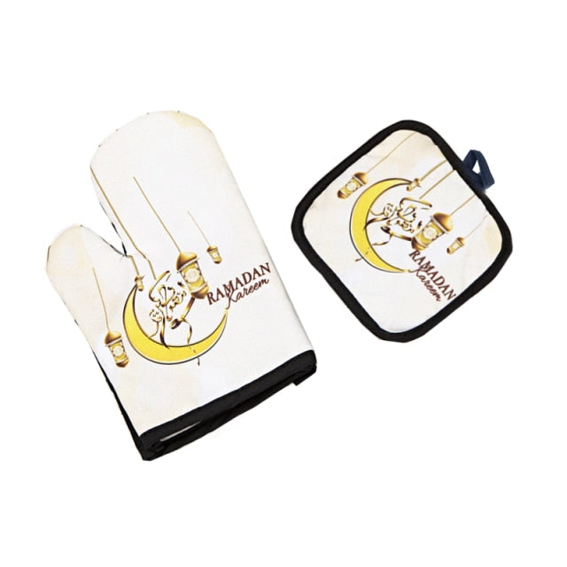 Ramadan Kareem & Eid Mubarak Apron and Baking Anti-Hot Gloves and Pad