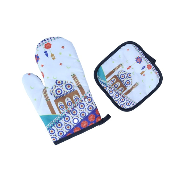 Ramadan Kareem & Eid Mubarak Apron and Baking Anti-Hot Gloves and Pad