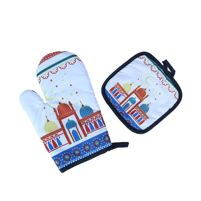 Ramadan Kareem & Eid Mubarak Apron and Baking Anti-Hot Gloves and Pad